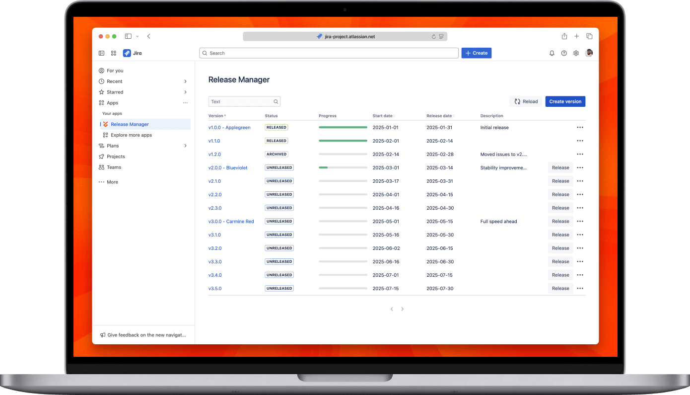 Versions manager